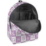 White And Purple Zodiac Signs Print Backpack