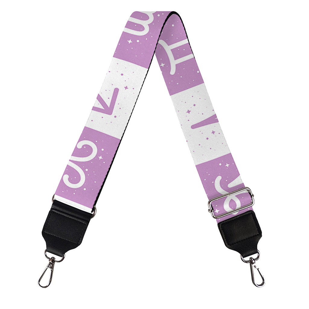 White And Purple Zodiac Signs Print Bag Strap