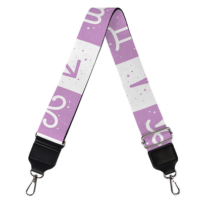 White And Purple Zodiac Signs Print Bag Strap