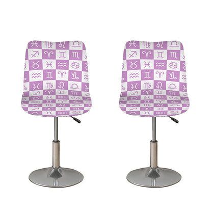 White And Purple Zodiac Signs Print Bar Stool Covers