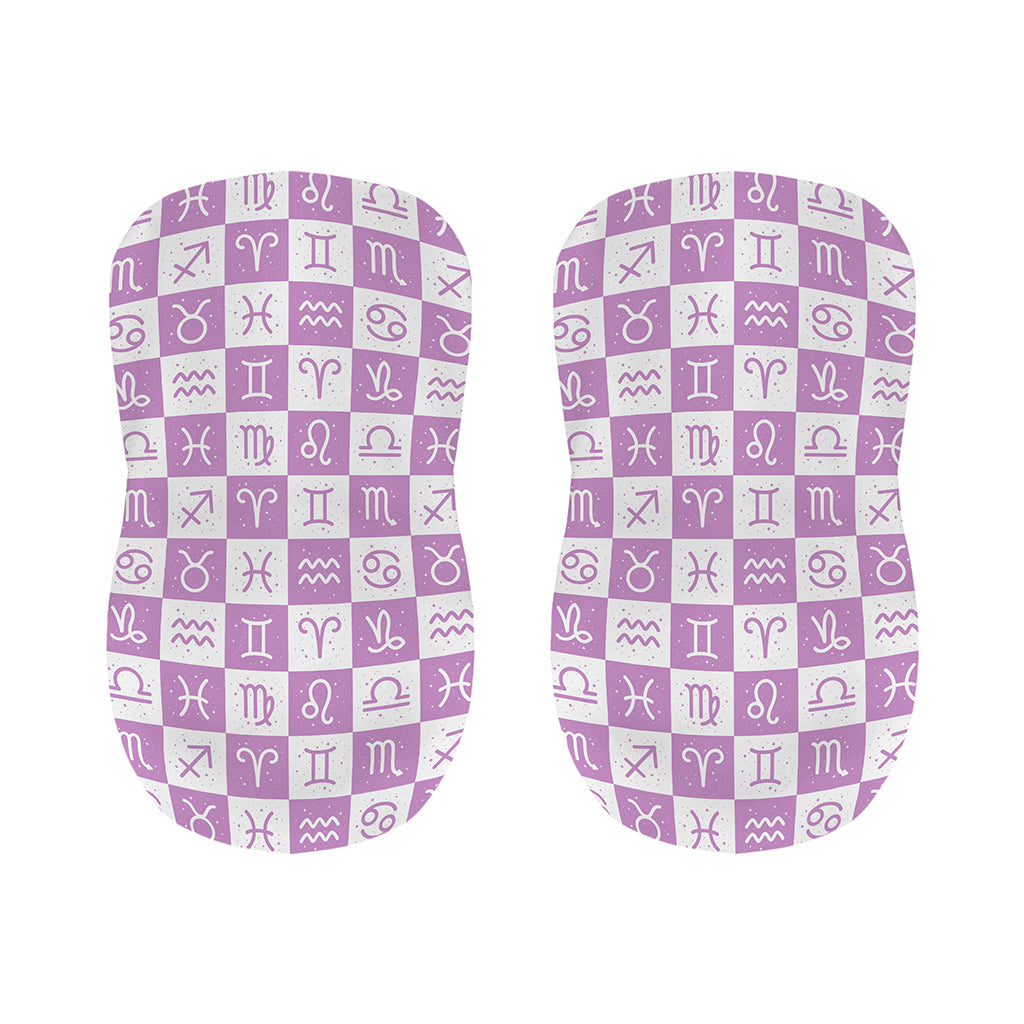 White And Purple Zodiac Signs Print Bar Stool Covers