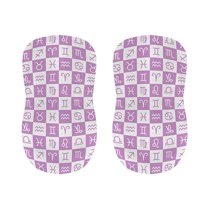 White And Purple Zodiac Signs Print Bar Stool Covers