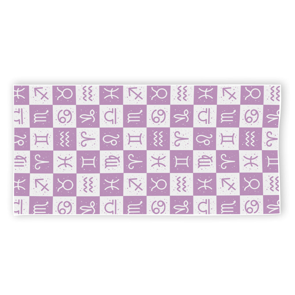 White And Purple Zodiac Signs Print Beach Towel