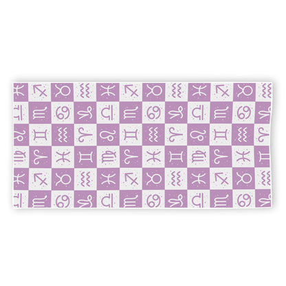 White And Purple Zodiac Signs Print Beach Towel