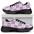 White And Purple Zodiac Signs Print Black Chunky Shoes