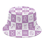 White And Purple Zodiac Signs Print Bucket Hat