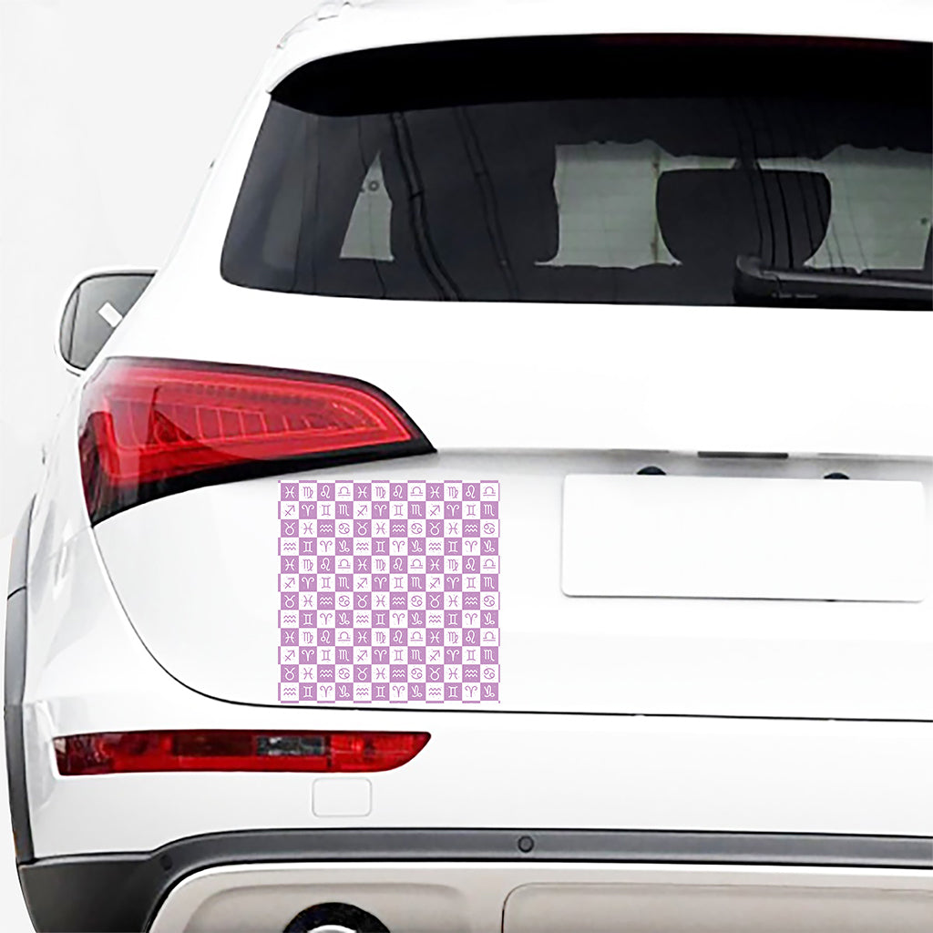 White And Purple Zodiac Signs Print Car Sticker