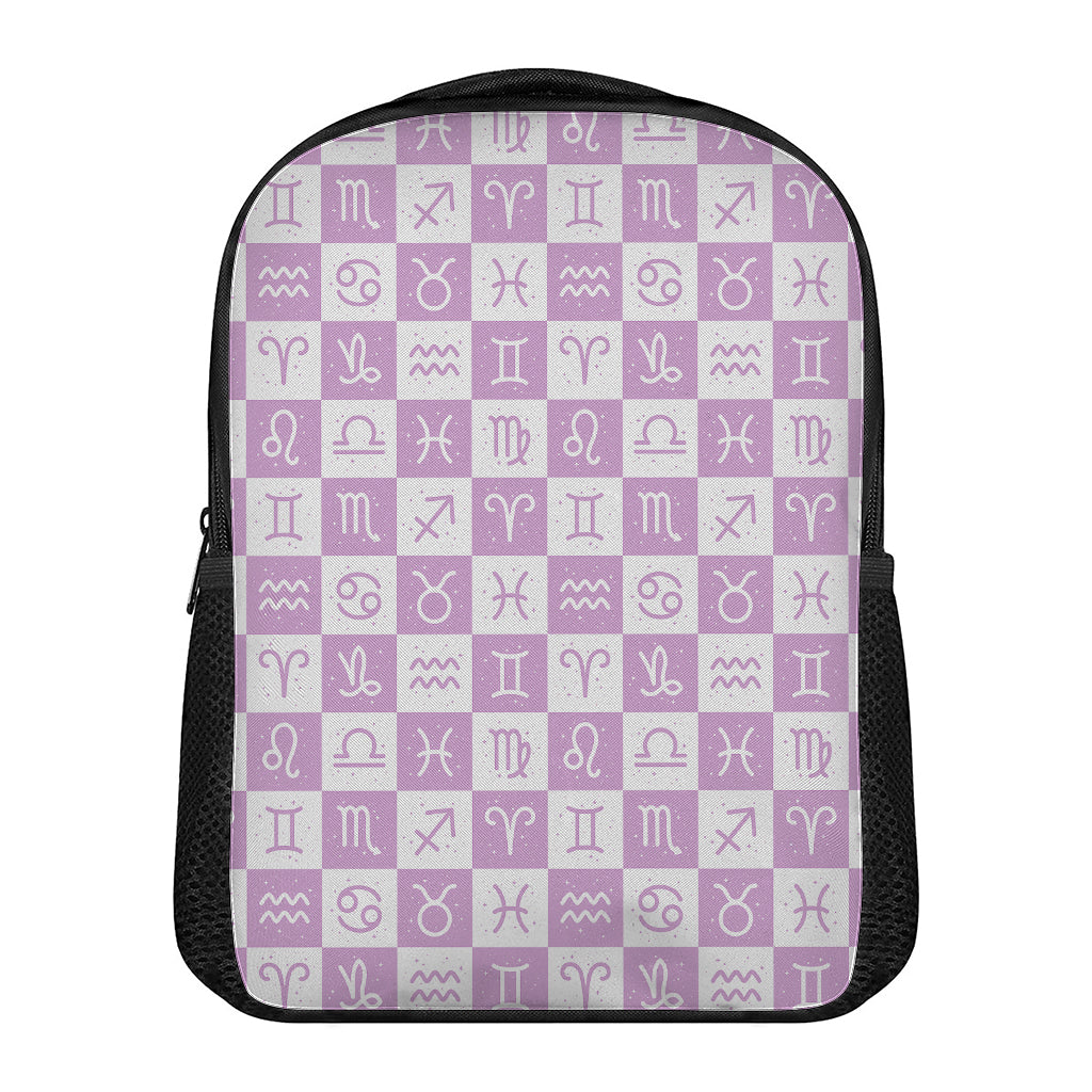 White And Purple Zodiac Signs Print Casual Backpack