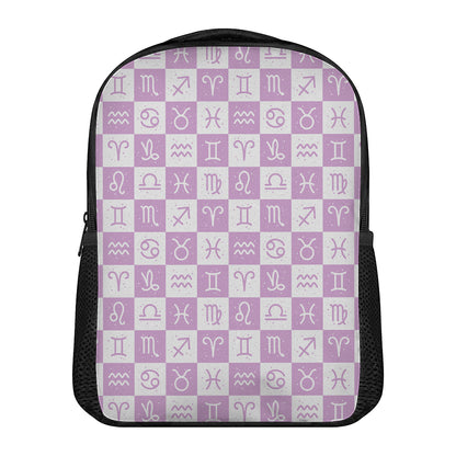 White And Purple Zodiac Signs Print Casual Backpack