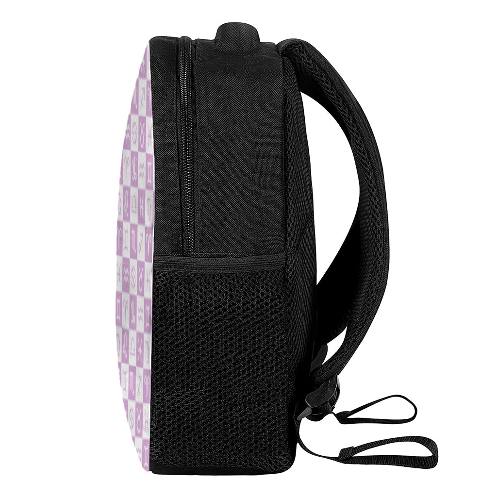White And Purple Zodiac Signs Print Casual Backpack