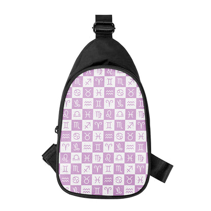 White And Purple Zodiac Signs Print Chest Bag