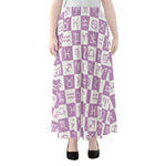White And Purple Zodiac Signs Print Chiffon Maxi Skirt