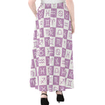 White And Purple Zodiac Signs Print Chiffon Maxi Skirt