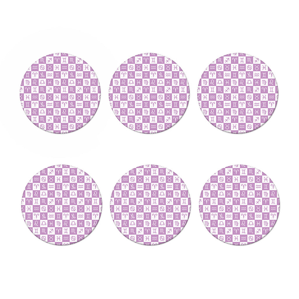 White And Purple Zodiac Signs Print Coaster Set