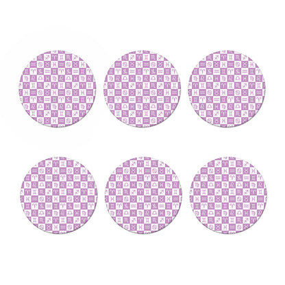 White And Purple Zodiac Signs Print Coaster Set