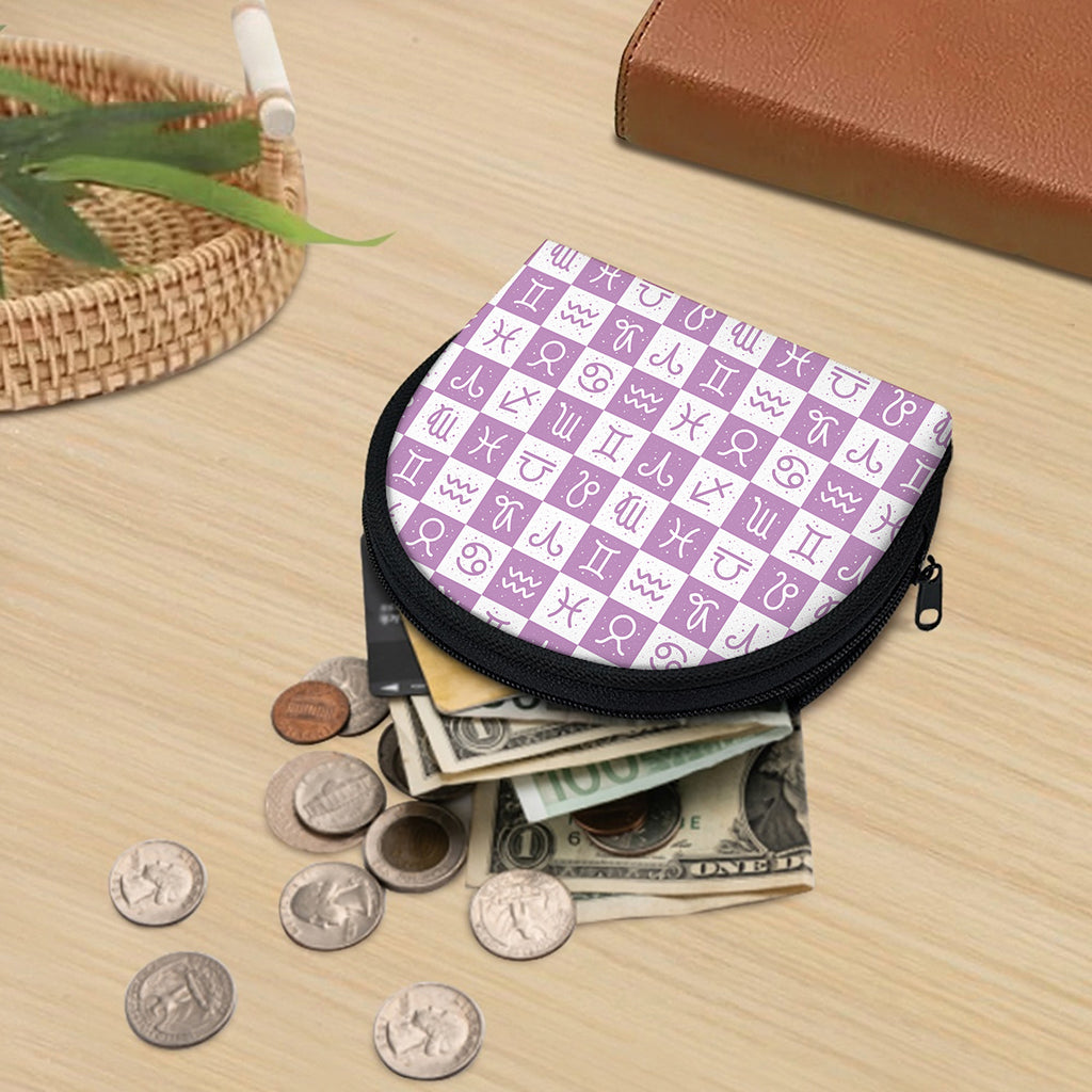 White And Purple Zodiac Signs Print Coin Purse