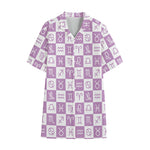 White And Purple Zodiac Signs Print Cotton Hawaiian Shirt