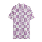 White And Purple Zodiac Signs Print Cotton Hawaiian Shirt