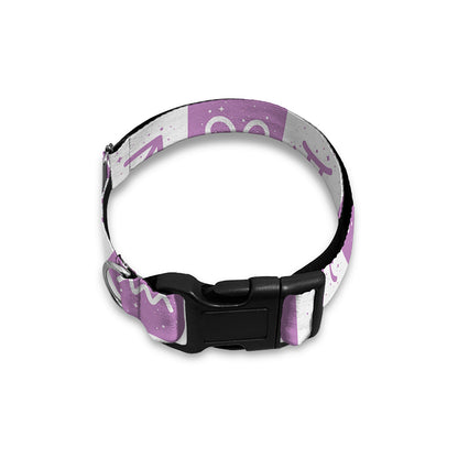 White And Purple Zodiac Signs Print Dog Collar