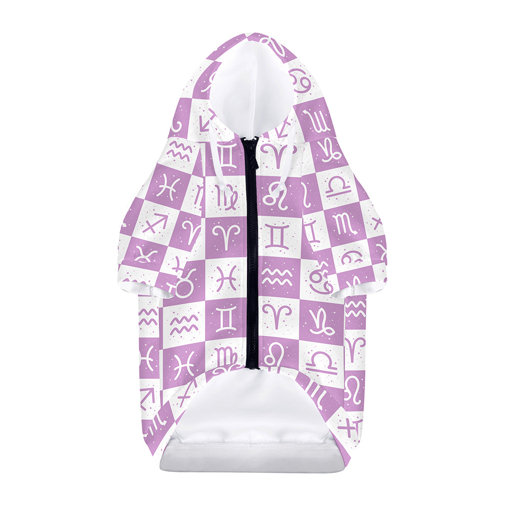 White And Purple Zodiac Signs Print Dog Zip Up Hoodie