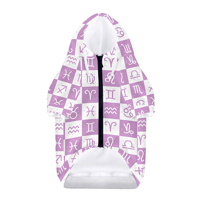 White And Purple Zodiac Signs Print Dog Zip Up Hoodie