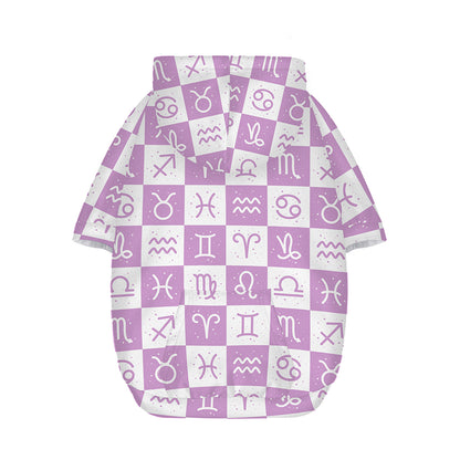 White And Purple Zodiac Signs Print Dog Zip Up Hoodie