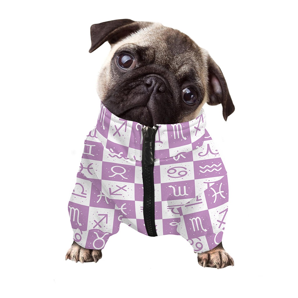 White And Purple Zodiac Signs Print Dog Zip Up Jacket