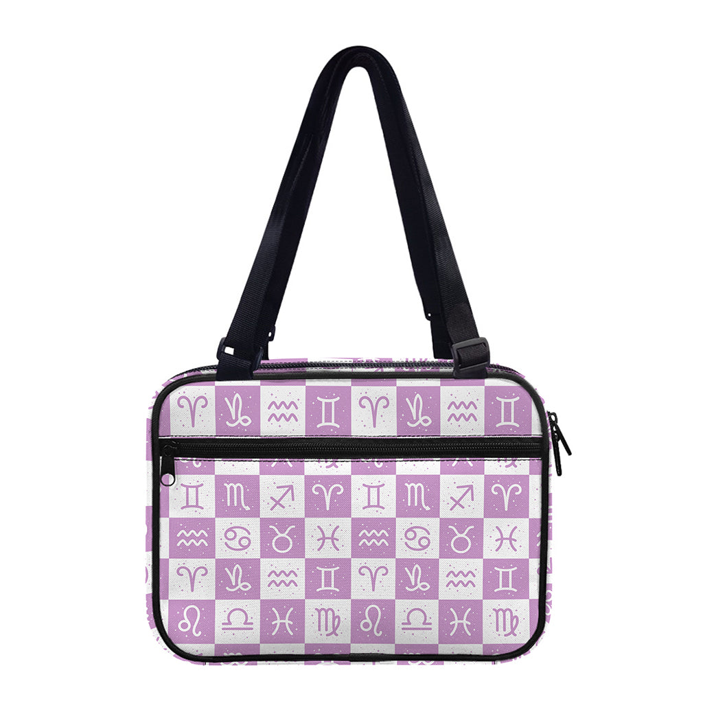White And Purple Zodiac Signs Print Double Strap Bible Bag