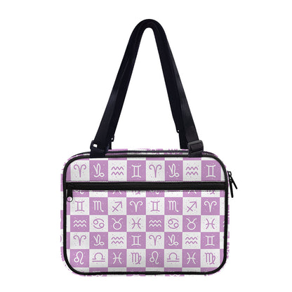 White And Purple Zodiac Signs Print Double Strap Bible Bag