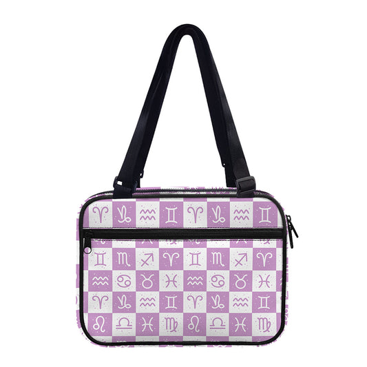 White And Purple Zodiac Signs Print Double Strap Bible Bag
