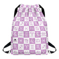 White And Purple Zodiac Signs Print Drawstring Backpack