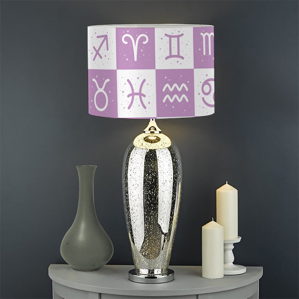 White And Purple Zodiac Signs Print Drum Lamp Shade