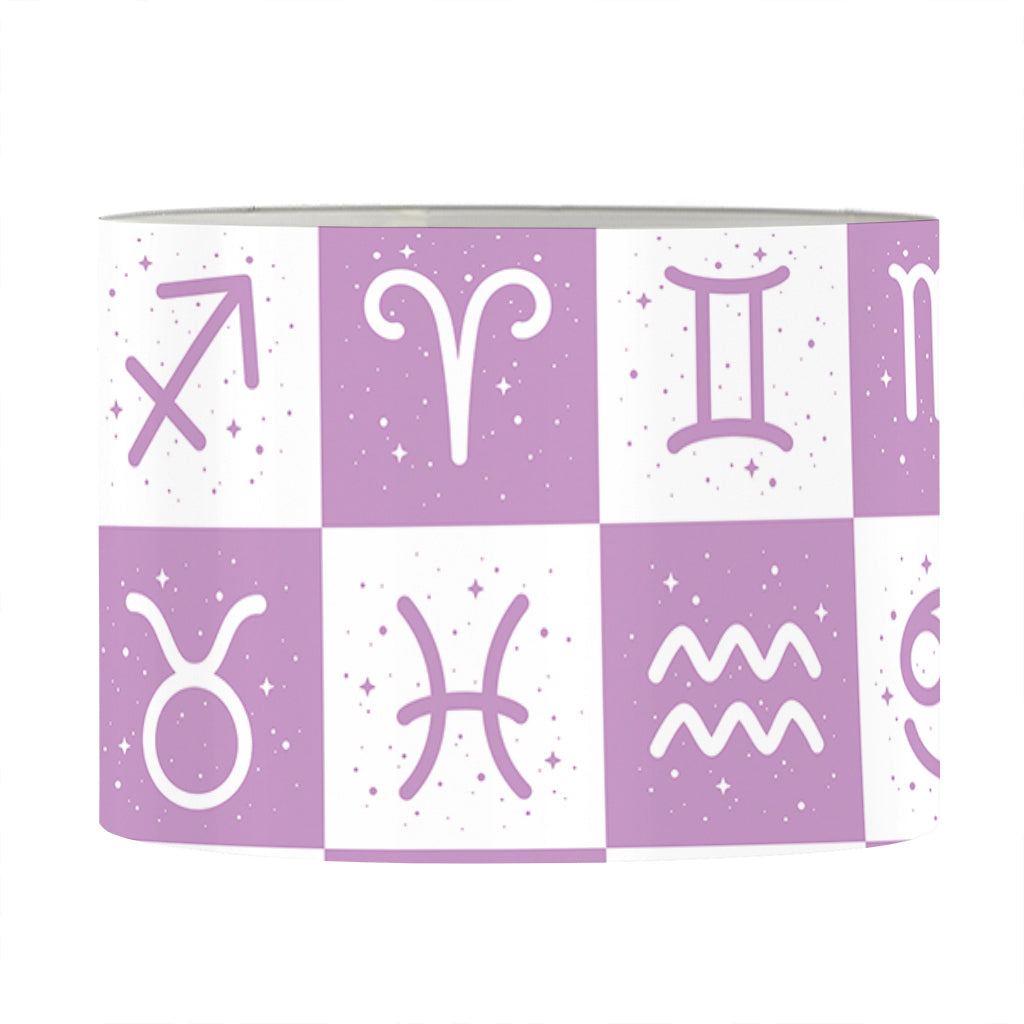 White And Purple Zodiac Signs Print Drum Lamp Shade