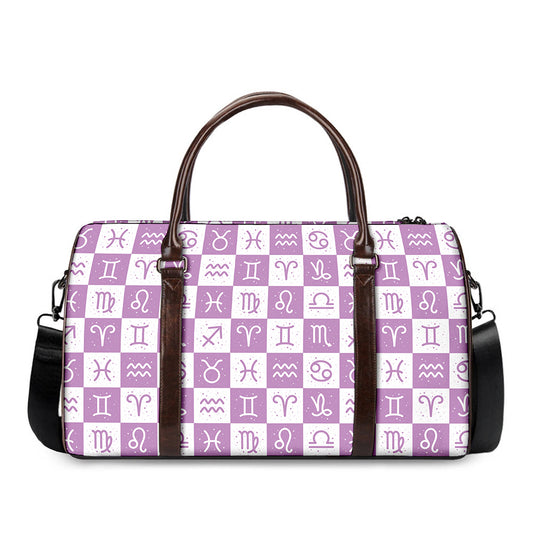 White And Purple Zodiac Signs Print Duffle Bag