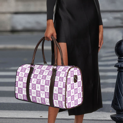 White And Purple Zodiac Signs Print Duffle Bag