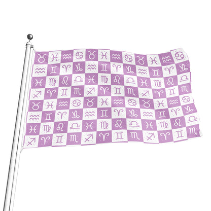 White And Purple Zodiac Signs Print Flag