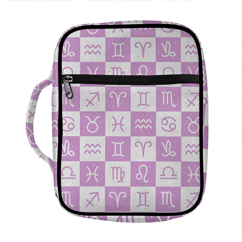 White And Purple Zodiac Signs Print Front Pocket Bible Bag