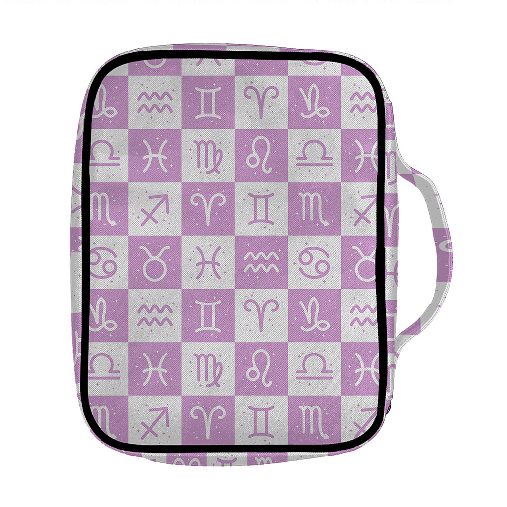 White And Purple Zodiac Signs Print Front Pocket Bible Bag