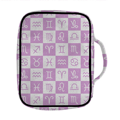 White And Purple Zodiac Signs Print Front Pocket Bible Bag