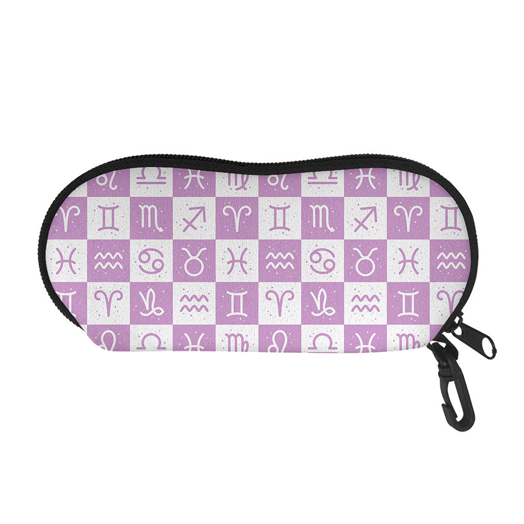 White And Purple Zodiac Signs Print Glasses Case
