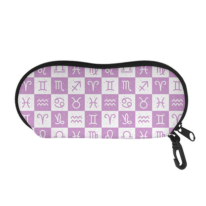 White And Purple Zodiac Signs Print Glasses Case
