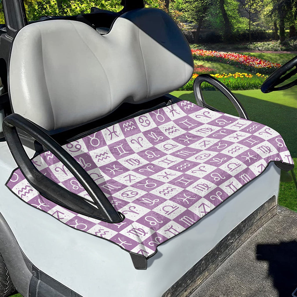 White And Purple Zodiac Signs Print Golf Cart Seat Cover