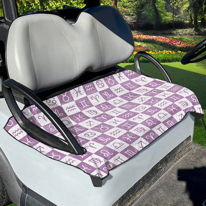 White And Purple Zodiac Signs Print Golf Cart Seat Cover