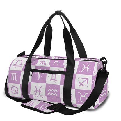 White And Purple Zodiac Signs Print Gym Bag
