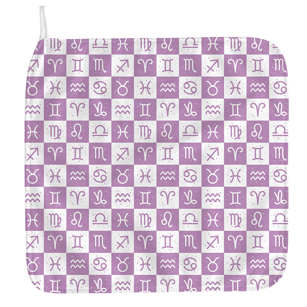 White And Purple Zodiac Signs Print Hand Towel