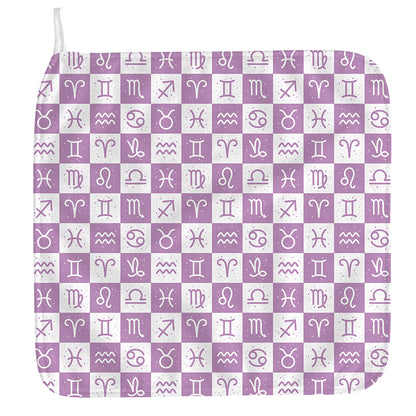 White And Purple Zodiac Signs Print Hand Towel