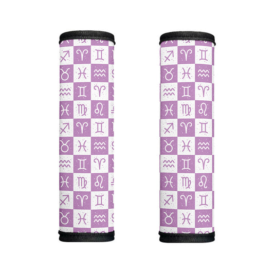 White And Purple Zodiac Signs Print Handle Covers
