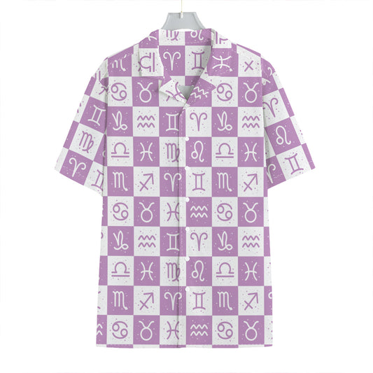 White And Purple Zodiac Signs Print Hawaiian Shirt