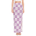 White And Purple Zodiac Signs Print High Slit Maxi Skirt