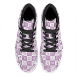 White And Purple Zodiac Signs Print High Top Leather Sneakers